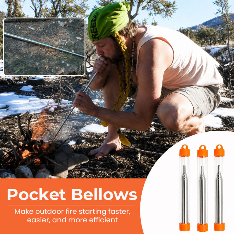 🔥 Telescopic Portable Blow Fire Tube - Collapsible High Effective Camping Equipment - Outdoor Cooking Hiking BBQ Fire Pipe
