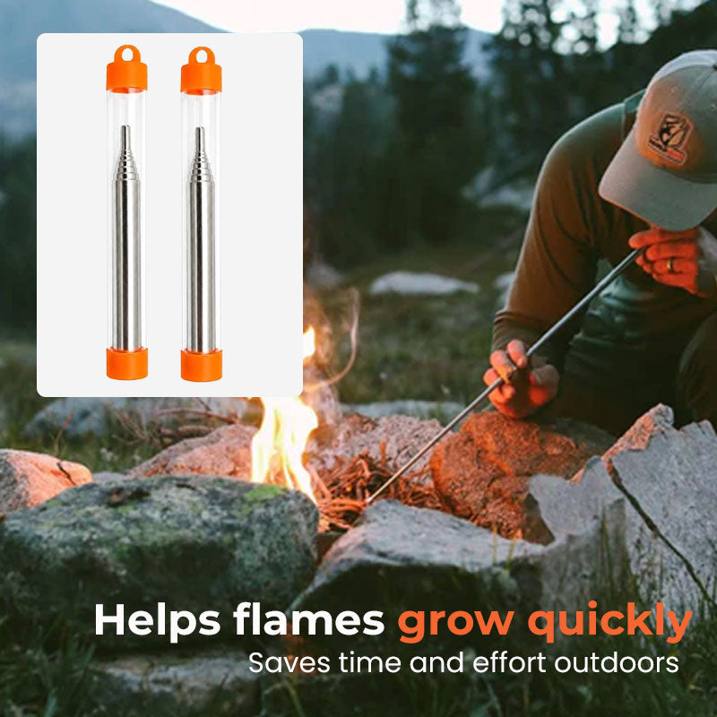 🔥 Telescopic Portable Blow Fire Tube - Collapsible High Effective Camping Equipment - Outdoor Cooking Hiking BBQ Fire Pipe